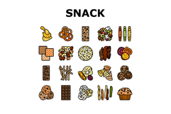 snack food drink sweet icons set vector Product Image 1