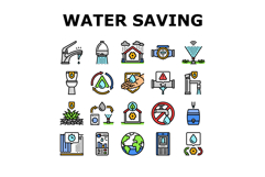 water saving world drop planet icons set vector Product Image 1