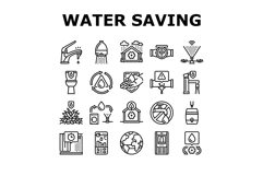 water saving world drop planet icons set vector Product Image 1