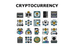 cryptocurrency mining blockchain icons set vector Product Image 1