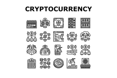 cryptocurrency mining blockchain icons set vector Product Image 1