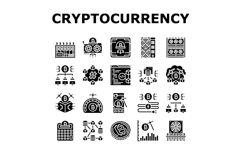 cryptocurrency mining blockchain icons set vector Product Image 1