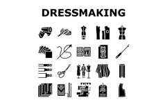 dressmaking fashion sewing style icons set vector Product Image 1