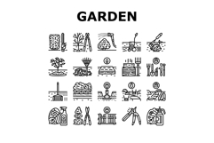 garden maintenance mulching icons set vector Product Image 1