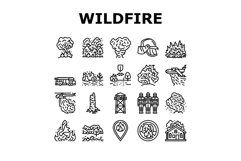 wildfire blaze firestorm burn icons set vector Product Image 1