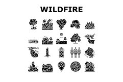 wildfire blaze firestorm burn icons set vector Product Image 1