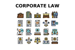 corporate law compliance icons set vector Product Image 1