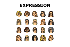 facial expression female smile icons set vector Product Image 1