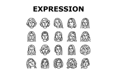 facial expression female smile icons set vector Product Image 1