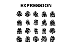 facial expression female smile icons set vector Product Image 1