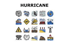 hurricane cyclone storm wind icons set vector Product Image 1