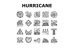 hurricane cyclone storm wind icons set vector Product Image 1