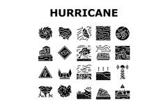 hurricane cyclone storm wind icons set vector Product Image 1