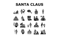 santa claus christmas reindeer icons set vector Product Image 1