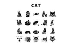 cat breeding genetics cattery icons set vector Product Image 1