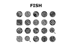 fish dishes icons set vector Product Image 1