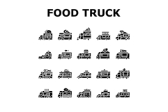 food truck street mobile cuisine icons set vector Product Image 1
