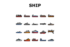ship cargo maritime navigation icons set vector Product Image 1