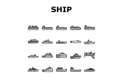 ship cargo maritime navigation icons set vector Product Image 1