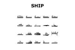 ship cargo maritime navigation icons set vector Product Image 1