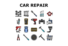 car repair tools wrench icons set vector Product Image 1