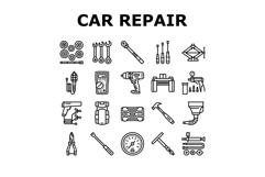 car repair tools wrench icons set vector Product Image 1