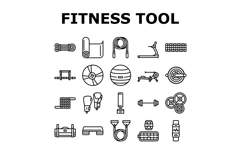 fitness tool dumbbell kettlebell icons set vector Product Image 1