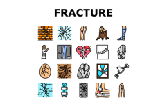 fracture bone break injury icons set vector Product Image 1