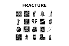 fracture bone break injury icons set vector Product Image 1