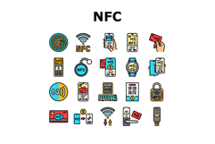 nfc technology contactless icons set vector Product Image 1