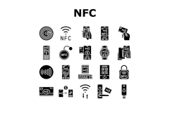 nfc technology contactless icons set vector Product Image 1