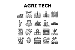 agri tech precision drones iot icons set vector Product Image 1