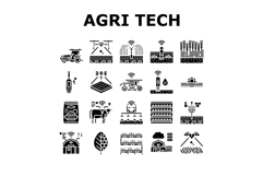agri tech precision drones iot icons set vector Product Image 1