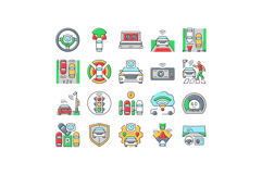 autonomous vehicle self driving icons set vector Product Image 1