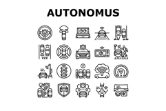 autonomous vehicle self driving icons set vector Product Image 1