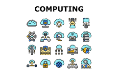 cloud computing virtualization icons set vector Product Image 1