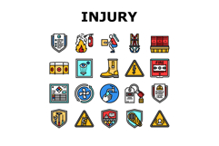 injury prevention safety icons set vector Product Image 1