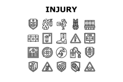 injury prevention safety icons set vector Product Image 1