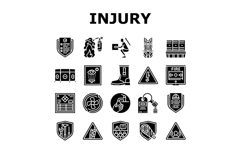 injury prevention safety icons set vector Product Image 1