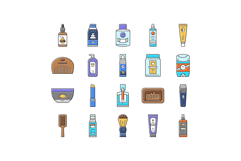 men cosmetic grooming skincare icons set vector Product Image 1