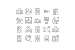 healthcare innovations robotics icons set vector Product Image 1