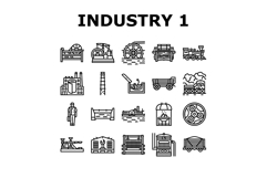 industry 1.0 industrialization icons set vector Product Image 1