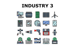 industry 3.0 cybernetics sensors icons set vector Product Image 1