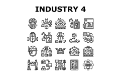 industry 4.0 automation robotics icons set vector Product Image 1