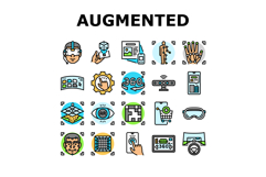 augmented reality virtual ar vr icons set vector Product Image 1