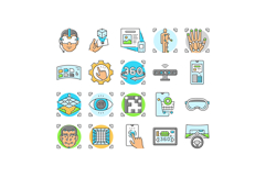 augmented reality virtual ar vr icons set vector Product Image 1