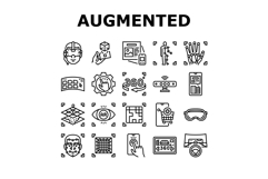 augmented reality virtual ar vr icons set vector Product Image 1