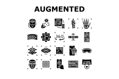 augmented reality virtual ar vr icons set vector Product Image 1