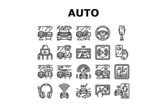 auto tainment infotainment icons set vector Product Image 1