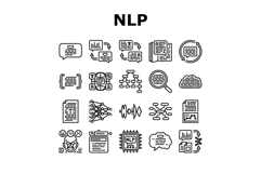 natural language processing nlp icons set vector Product Image 1